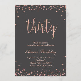 ばら色の金ゴールドの第30誕生日の招待状 招待状