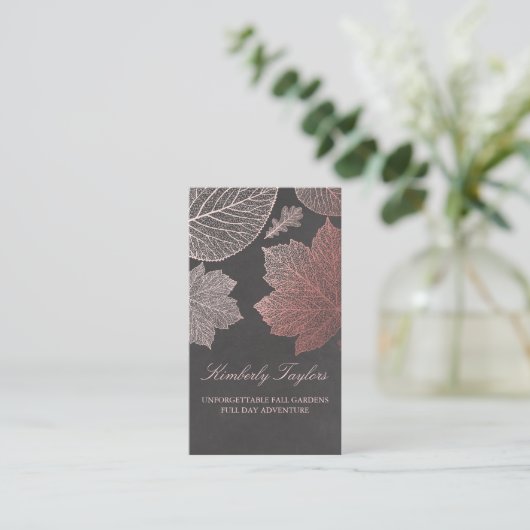 ばら色の金ゴールドの紅葉のエレガントでモダンな庭 名刺 (スタンド正面)