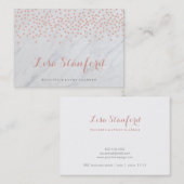 ばら色の金ゴールドの紙吹雪および大理石の名刺 名刺 (正面/裏面)