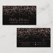 ばら色の金ゴールドの紙吹雪の化粧の毛のタイポグラフィ 名刺 (正面/裏面)