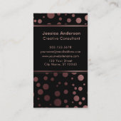 ばら色の金ゴールドの紙吹雪の泡パターンとの黒 名刺 (裏面)