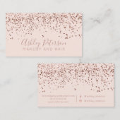 ばら色の金ゴールドの紙吹雪の赤面の毛の化粧のタイポグラフィ 名刺 (正面/裏面)