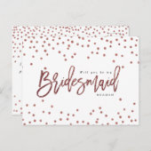 ばら色の金ゴールドの紙吹雪私の新婦付添人カードです 案内ポストカード (正面/裏面)