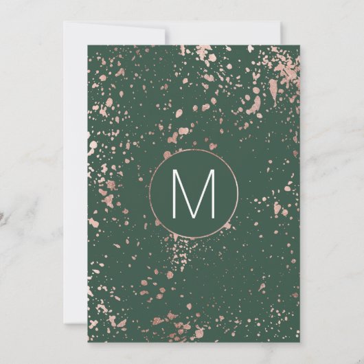 ばら色の金ゴールドの緑のペンキは卒業をはね飛ばします 招待状 (裏面)