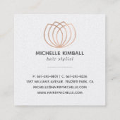 ばら色の金ゴールドの署名のはすの花|正方形ビジネス スクエア名刺 (裏面)