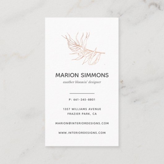 ばら色の金ゴールドの署名のシュロの葉の名刺 名刺 (裏面)