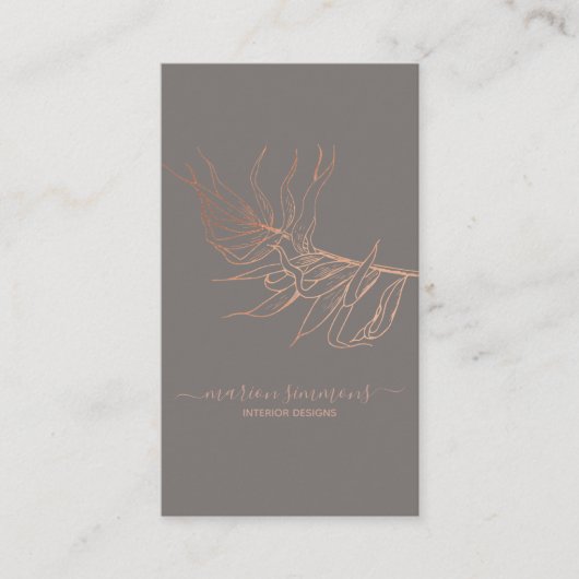 ばら色の金ゴールドの署名のシュロの葉の名刺 名刺 (正面)