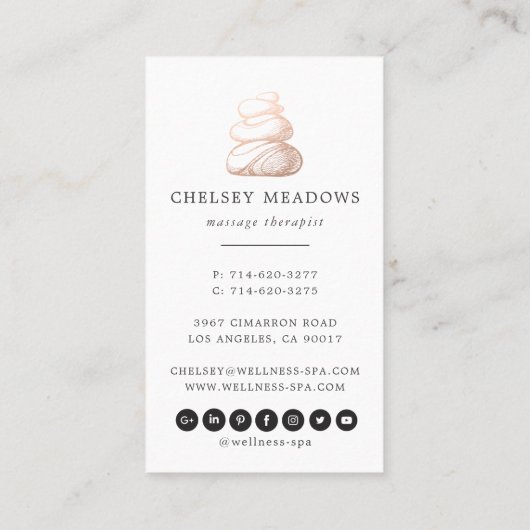 ばら色の金ゴールドの署名のスパのロゴ 名刺 (裏面)