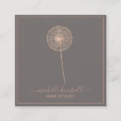 ばら色の金ゴールドの署名のタンポポ|正方形ビジネス スクエア名刺 (正面)