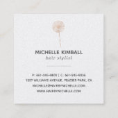 ばら色の金ゴールドの署名のタンポポ|正方形ビジネス スクエア名刺 (裏面)