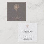 ばら色の金ゴールドの署名のタンポポ|正方形ビジネス スクエア名刺 (正面/裏面)