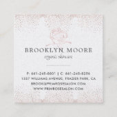 ばら色の金ゴールドの署名の花のロゴ|正方形ビジネス スクエア名刺 (裏面)