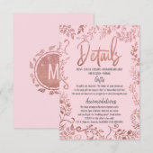 ばら色の金ゴールドの花のグリッターのグラデーションなピンクの詳細 エンクロージャーカード (正面/裏面)