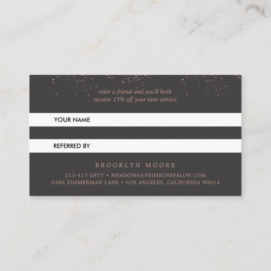 ばら色の金ゴールドの花のロゴの紹介カード 紹介カード (裏面)