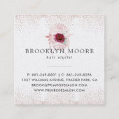 ばら色の金ゴールドの花のロゴの美容師エレガントな| スクエア名刺 (裏面)