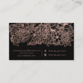 ばら色の金ゴールドの花の化粧の毛のタイポグラフィ 名刺 (裏面)