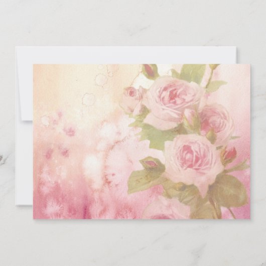 ばら色の金ゴールドの花の女の赤ちゃんの第1誕生日の招待状 案内状 (裏面)