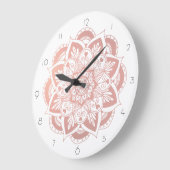 ばら色の金ゴールドの花の曼荼羅の柱時計 ラージ壁時計 (傾斜)
