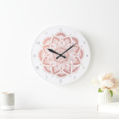 ばら色の金ゴールドの花の曼荼羅の柱時計 ラージ壁時計 (ホーム)