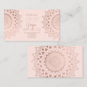 ばら色の金ゴールドの花の曼荼羅の赤面のヨガのインストラクター 名刺 (正面/裏面)