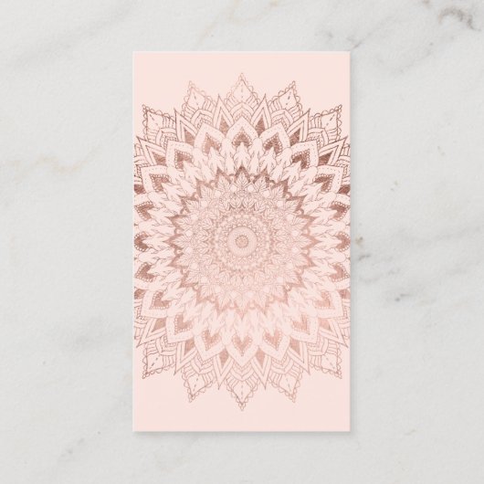 ばら色の金ゴールドの花の曼荼羅の赤面のヨガのインストラクター 名刺 (裏面)