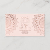 ばら色の金ゴールドの花の曼荼羅の赤面のヨガのインストラクター 名刺 (正面)