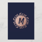 ばら色の金ゴールドの花の濃紺のブラシの原稿メニュー メニュー (裏面)