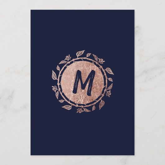 ばら色の金ゴールドの花の濃紺のブラシの原稿メニュー メニュー (裏面)