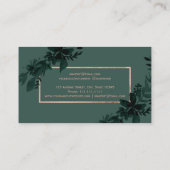 ばら色の金ゴールドの花の緑の水彩画の葉の化粧 名刺 (裏面)