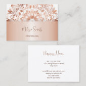 ばら色の金ゴールドの花柄の曼荼羅 名刺 (正面/裏面)