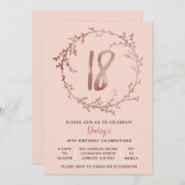 ばら色の金ゴールドの誕生日の女の子の第18誕生日の招待 招待状 (正面/裏面)