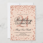 ばら色の金ゴールドの赤面のグリッターの紙吹雪の第21誕生日 招待状 (正面)