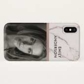 ばら色の金ゴールドの赤面のピンクの大理石の個人的な写真の挿入物 Case-Mate iPhoneケース (裏面(横))