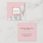 ばら色の金ゴールドの赤面のピンクの大理石の灰色のフェミニン スクエア名刺 (正面/裏面)