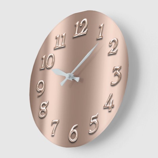 ばら色の金ゴールドの赤面の金属の細いアイボリーのアラビア数 ラージ壁時計 (傾斜)