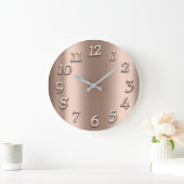 ばら色の金ゴールドの赤面の金属の細いアイボリーのアラビア数 ラージ壁時計 (ホーム)