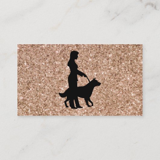 ばら色の金ゴールドの輝きのかわいらしいドッグウォーカーペット付き添い 名刺 (裏面)
