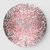 ばら色の金ゴールドの輝きは女の子のきらびやかなきらめくつけます ラージ壁時計 (正面)