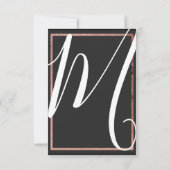 ばら色の金ゴールドの輪郭のボーダーシンプルで黒い結婚式 サンキューカード (裏面)