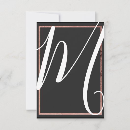 ばら色の金ゴールドの輪郭のボーダーシンプルで黒い結婚式 サンキューカード (裏面)