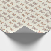 ばら色の金ゴールドの金属一見の蝶包装紙 ラッピングペーパー (角)