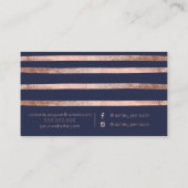 ばら色の金ゴールドの青い縞の毛の化粧のタイポグラフィ 名刺 (裏面)