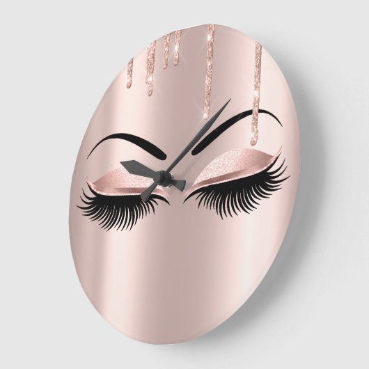 ばら色の金ゴールドの額の鞭のグリッターの滴りの赤面のグリッター ラージ壁時計 (傾斜)