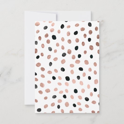 ばら色の金ゴールドの黒の水彩画はrsvpの結婚式に点を打ちます 出欠カード (裏面)