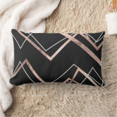 ばら色の金ゴールドの黒の線形三角形の抽象芸術パターン ランバークッション (ブランケット)