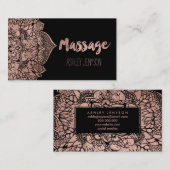 ばら色の金ゴールドのbohoの花の曼荼羅のマッサージのタイポグラフィ 名刺 (正面/裏面)