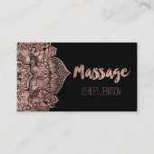 ばら色の金ゴールドのbohoの花の曼荼羅のマッサージのタイポグラフィ 名刺 (正面)