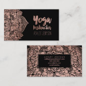ばら色の金ゴールドのbohoの花の曼荼羅のヨガのタイポグラフィ 名刺 (正面/裏面)