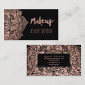 ばら色の金ゴールドのbohoの花の曼荼羅の化粧のタイポグラフィ 名刺 (正面/裏面)