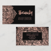 ばら色の金ゴールドのbohoの花の曼荼羅の美しいのタイポグラフィ 名刺 (正面/裏面)